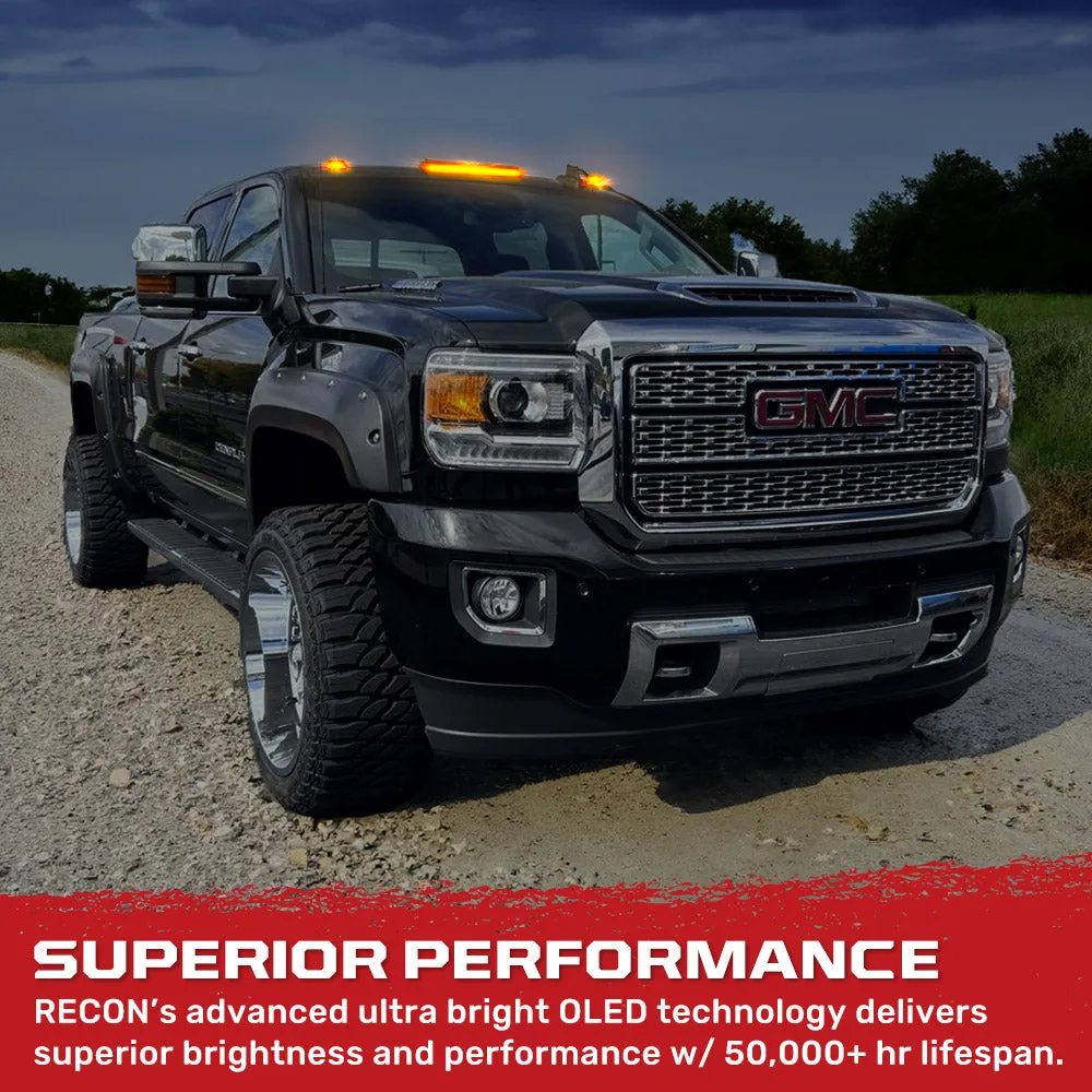 GMC and Chevy 15-19 3rd GEN Body Style Heavy-Duty 3-Piece Set Smoked Cab Roof Light Kit with White and Amber Strobe product image