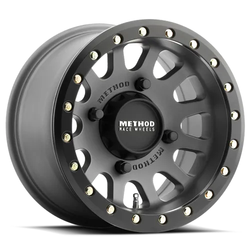 Aluminum Wheels 15x6 MR401 Beadlock UTV Bolt Pattern 4 On 136 Offset 53 Lip Size 0 Titanium GY Matte Black Ring Method product image