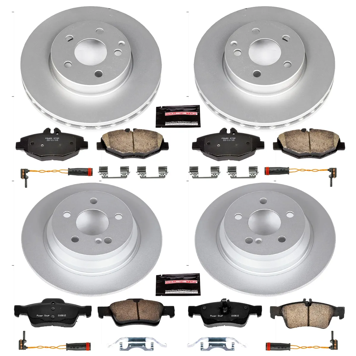 Z23 Sport Geomet Coated Rotor Kit For European Vehicles: Genuine Geomet Fully Coated Rotors; Carbon-Fiber Ceramic Pads W/Hardware; Pad Sensors product image