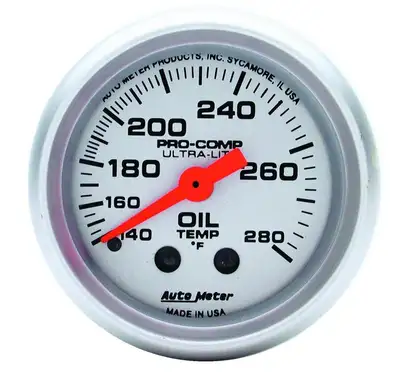 AutoMeter Gauge, Oil Temp, 2 1/16", 140-280?F, Mechanical, Ultra-Lite