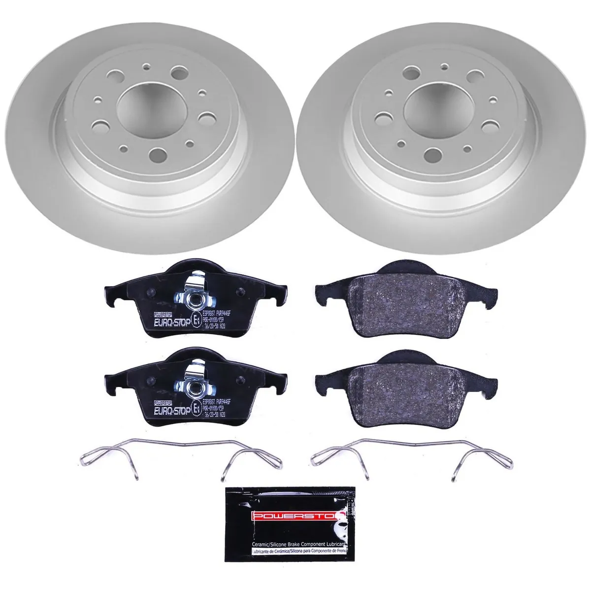 Euro-Stop Kit: Genuine Geomet Fully Coated Rotors; Ece-R90 Certified Pads W/Hardware product image