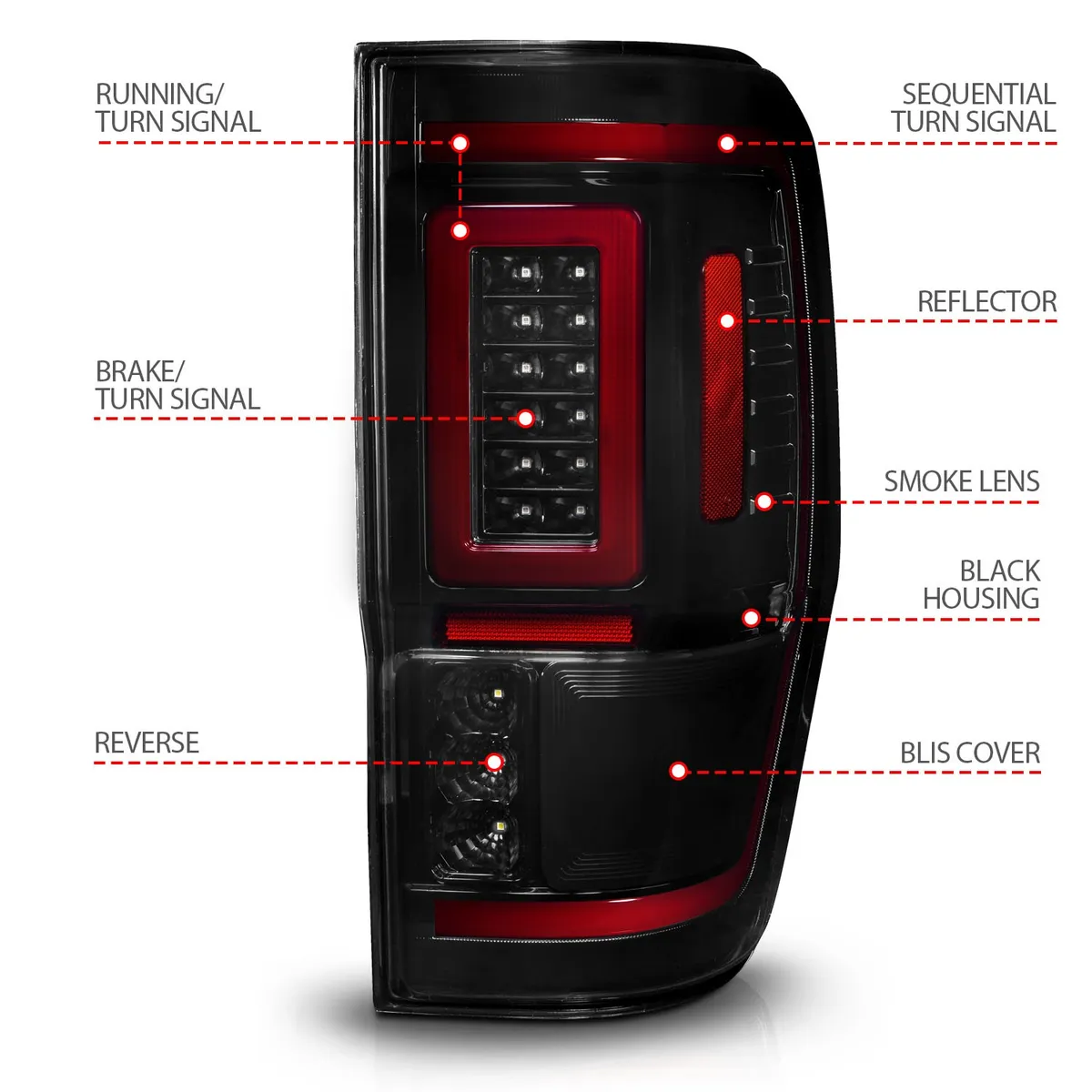 Ford Ranger 19-23 Full LED Tail Lights Black Smoke Lens w/ Sequential Signal (For All Models) product image