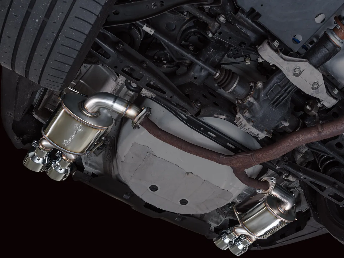 AWE Track Edition Axleback Exhaust for VB Subaru WRX - Diamond Black Tips 3020-43424 product image