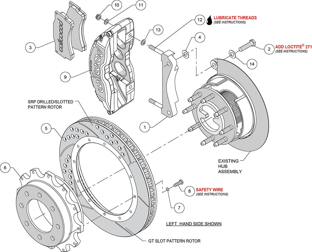 Wilwood TC6R Rear Kit 16.00in Drilled Red 1999-2010 GM Trk 2500 HD 4.84 Cntr product image