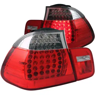 ANZO USA Bmw 3 Series E46 02-05 4DR LED Tail Lights Chrome Red/Clear Lens 2pc