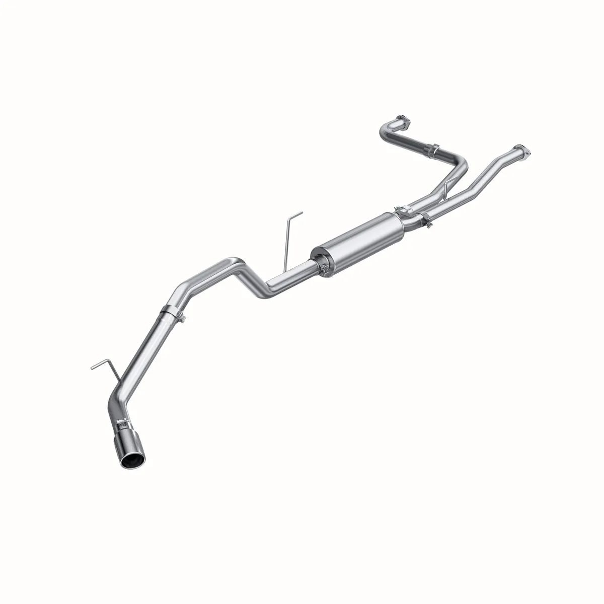 Armor Lite Cat Back Exhaust System; 3 in.; Incl. Ext. Pipes/Inter. Pipe/Muffler/Over Axle Pipe/Tailpipe/Hardware/4 in. OD Tip; Single Side Exit; Aluminized; product image