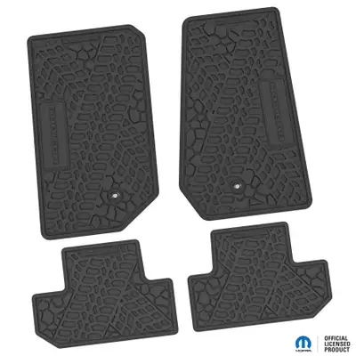 FLEXTREAD 07-13 Jeep JK 2 Dr Front -Tire Tread/Scorched Earth Scene w/ Rubicon Insert - Black w/ Orange Insert