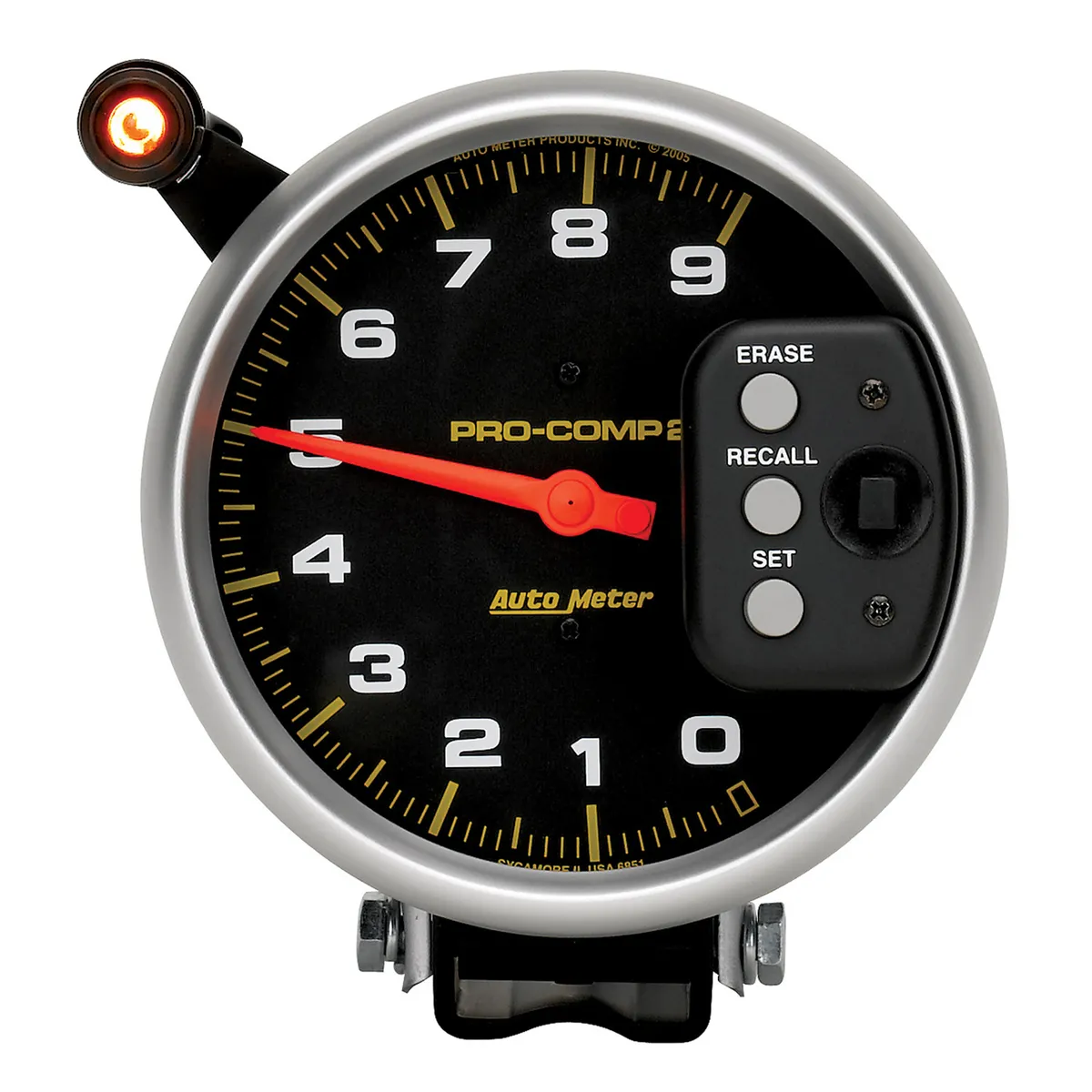 5 In. Tachometer, 0-9000 Rpm, Pedestal w/ Quick Lite & Peak Memory, Pro-Comp product image