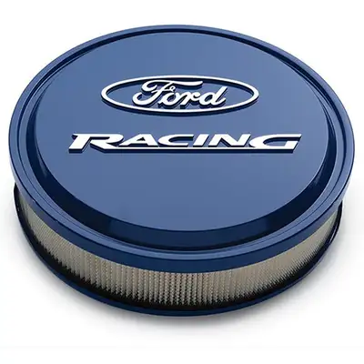 Ford Performance Parts Slant-Edge Alunimum Air Cleaner Kit Ford Blue Raised/Milled Emblems 13 Inch Ford Racing