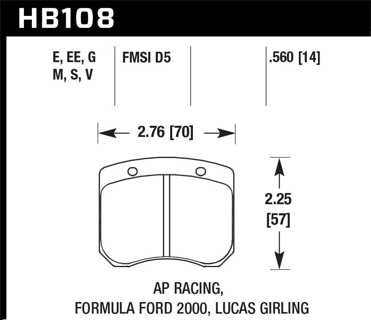 Blue 9012 Disc Brake Pad; 0.560 Thickness; Fits AP Racing; FF 2000; product image