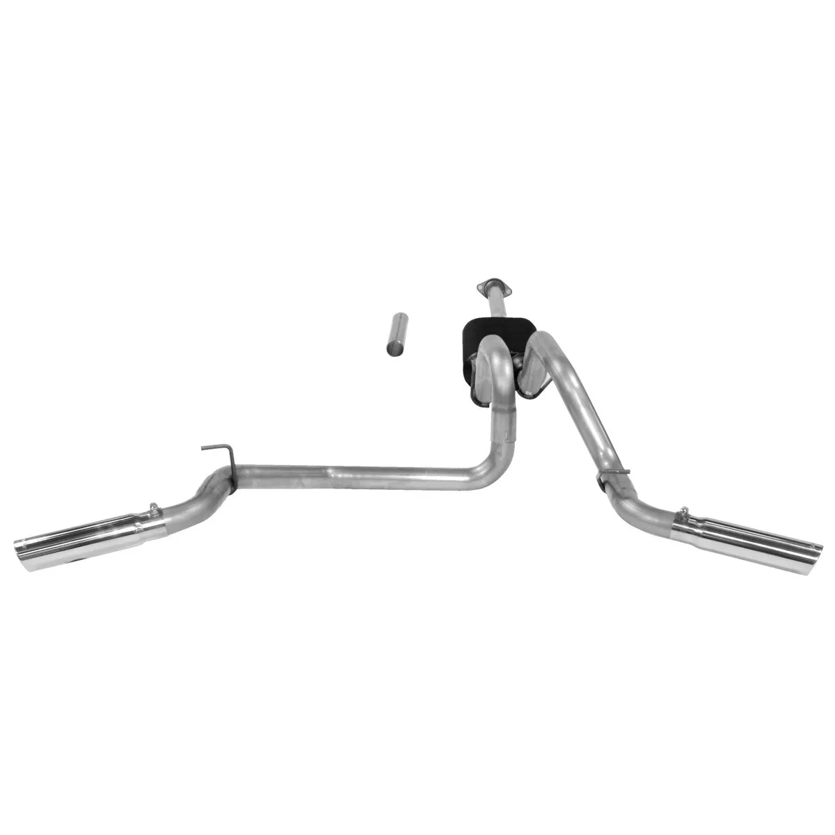 05-12 Toyota Tacoma (Except Std Cab/X-Runner) 4.0L V6 2/4 Wheel Drive Super 50 Series Muffler 2.50in tailpipes with 3.00in Logo Embossed Stainless Tips American Thunder DOS Mandrel Bent Tubing 409S Stainless Steel. product image