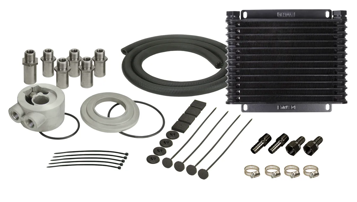 13 Row Plate & Fin Engine Oil Cooler Kit with Sandwich Adapter product image