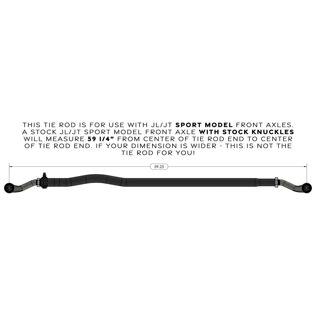 Currectlync Jeep JL/JT Tie Rod Bolts-On In Sport Model High Steer Applications Only 1.65 Inch Dia. Tube Construction Forged Tie Rod Ends Incl. Jam Nuts And Adjusters RockJock 4x4 product image