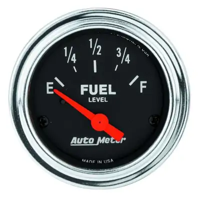 AutoMeter Gauge, Fuel Level, 2 1/16", 0OE to 30OF, Elec, Traditional Chrome