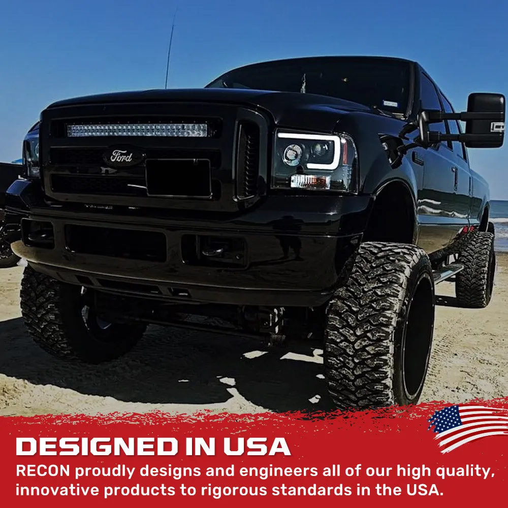 Ford Superduty 05-07 F250f350f450f550 Projector Headlights w Ultra High Power Smooth Oled Halos And DRL - Smoked b product image