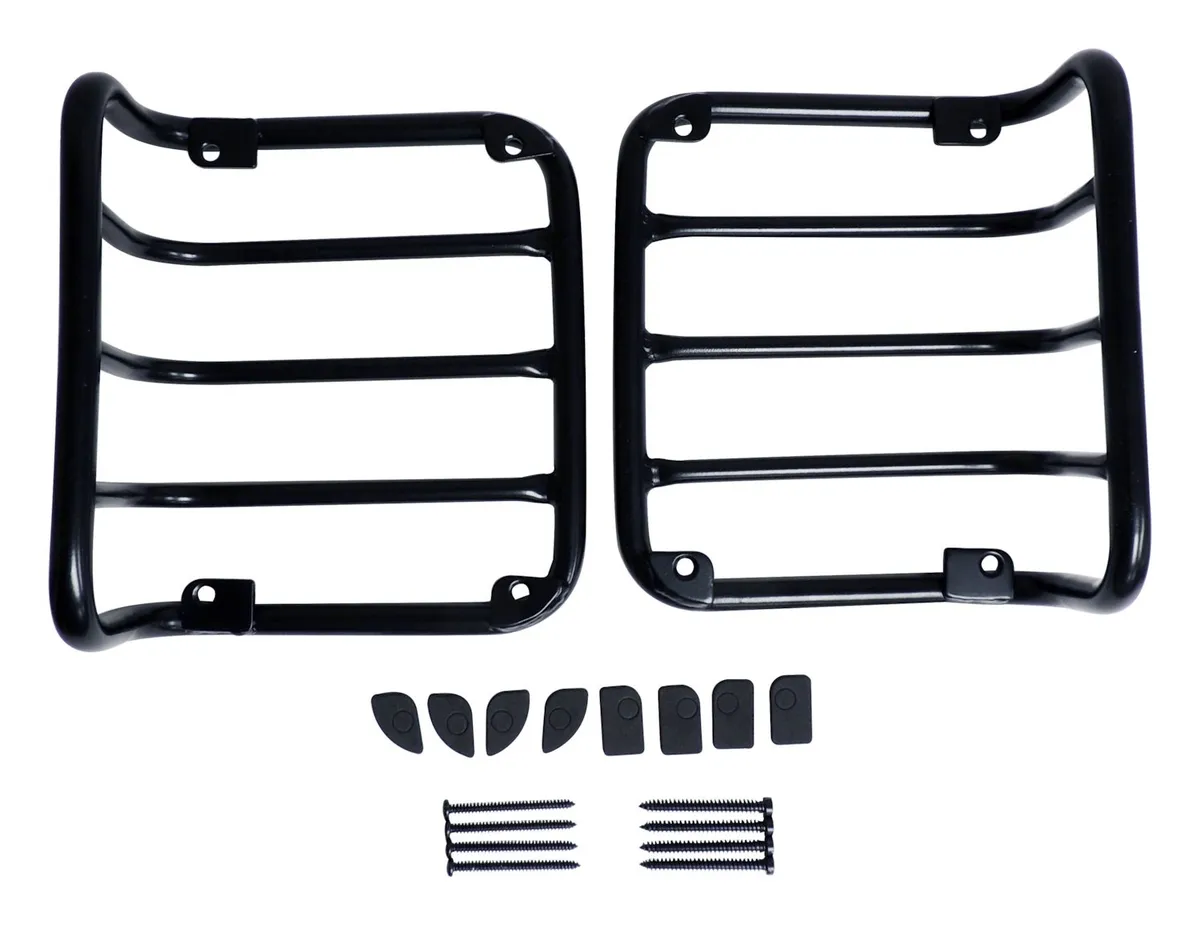 2007-2016 JK Wrangler Tail Light Guard Set Black Powder Coated Stainless Steel Tail Lamp Guard Set; Includes 2 Guards and Hardware Black product image
