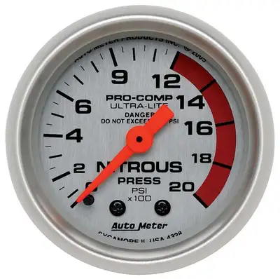 AutoMeter Gauge, Nitrous Pressure, 2 1/16", 2000psi, Mechanical, Ultra-Lite