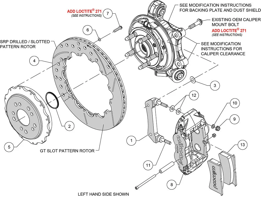 Wilwood FNSL4R Rear Kit 14.00in Red Morrison Multilink IRS 2010-15 Camaro Based product image