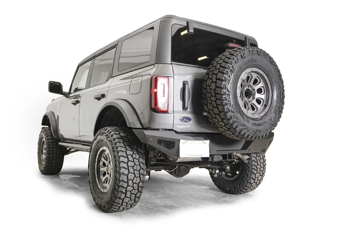 Fab Fours Tire Carrier Relocation Bracket; 2 Stage Black Powder Coated;