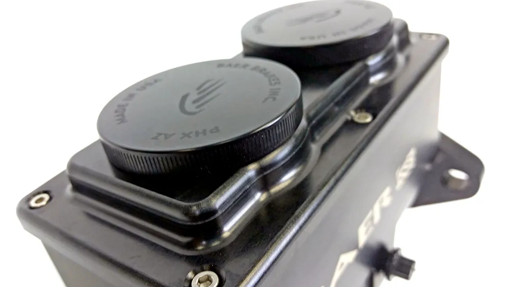 ReMaster Master Cylinder 2-Bolt GM/Ford, Black Anodized Finish, Left Port, 0.9375" (15/16") Bore product image