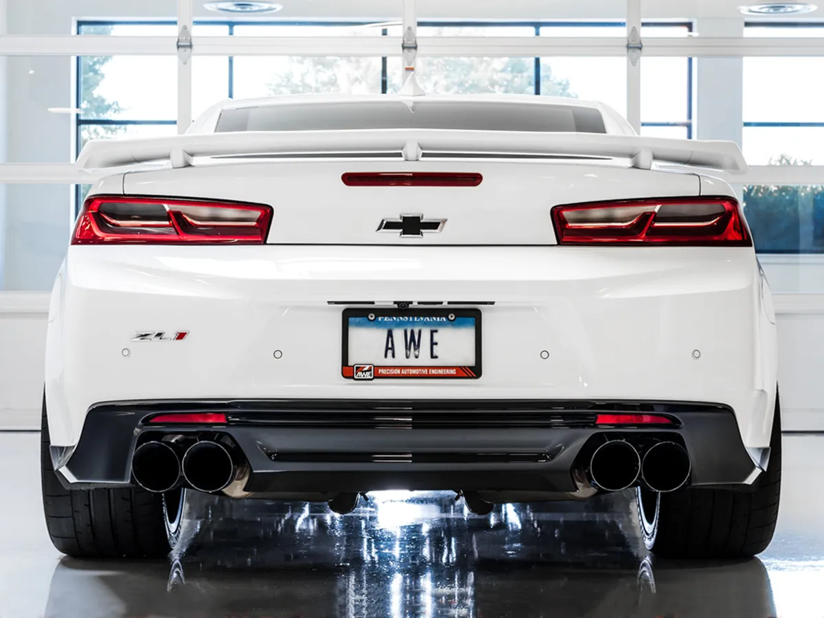 AWE Touring Edition Cat-back Exhaust for Gen6 Camaro SS / ZL1 / LT1 - Non-Resonated - Diamond Black Tips (Quad Outlet) product image