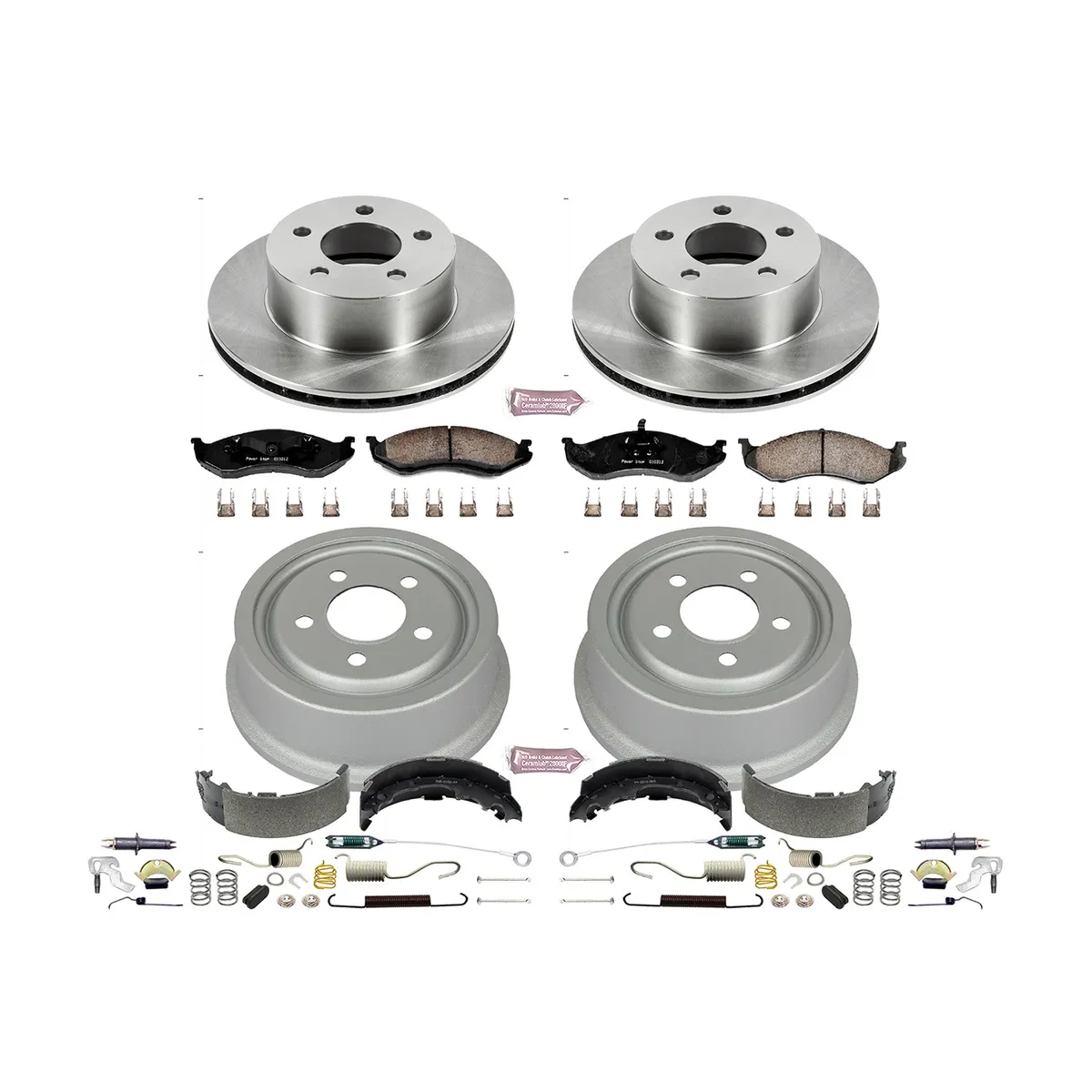 Z17 Direct Replacement Kit: Rotors; Ceramic Pads W/Hardware; Coated Drums; Shoes W/Hold Down And Adjuster Kit product image