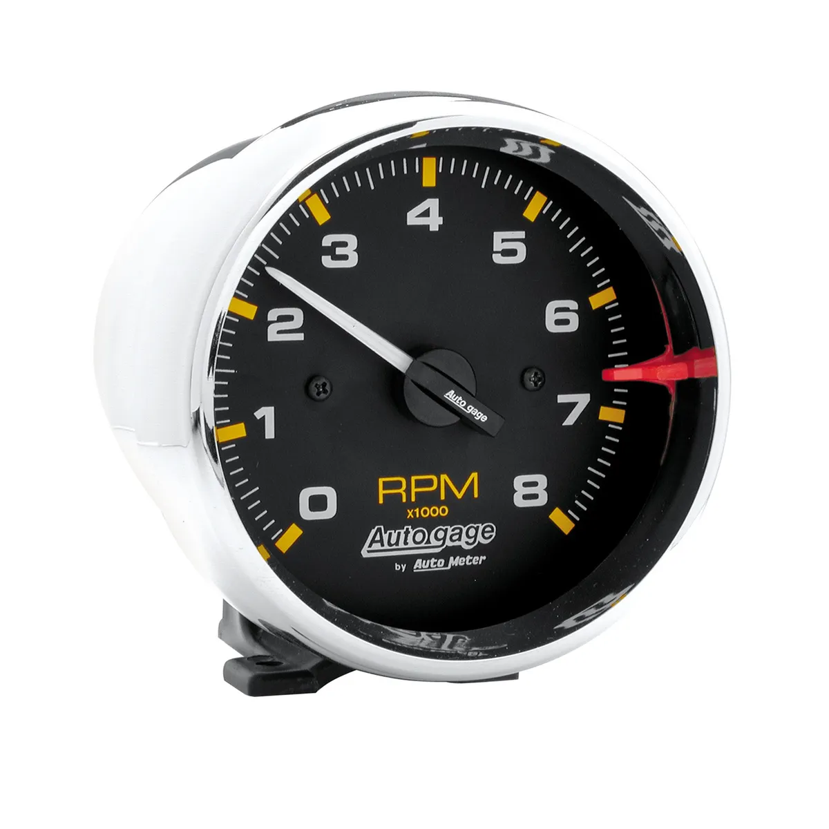 Gauge, Tach, 3 3/4", 8k RPM, Pedestal, Blk Dial Chrome Case, AutoGage product image