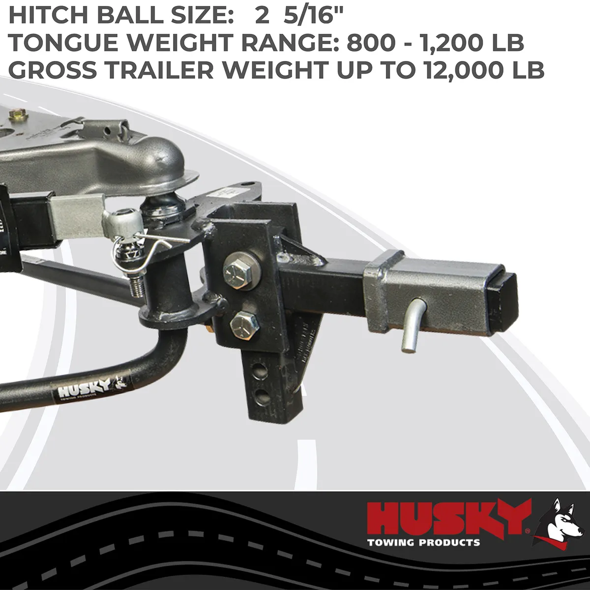 Husky Towing 30849 Rnd Bar 1200 LB Tong With 10 Shank With 2-5/16 Ball With Sway Control Package product image