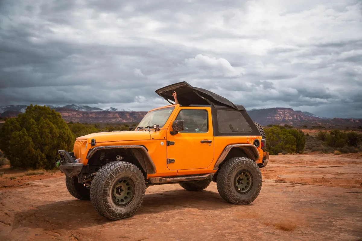 Jeep Wrangler Trektop Glide Slantback Soft Tops For Jeep 2018-Current Wrangler JL 2 Door Black Premium Twill Bestop product image