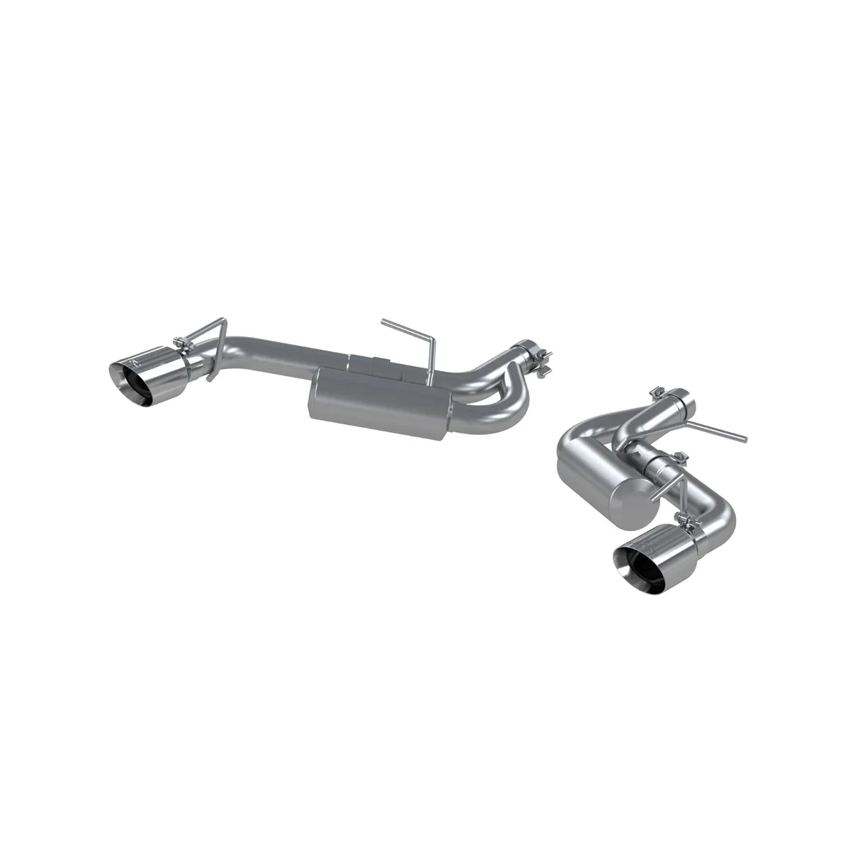 Armor Pro Axle Back Exhaust System; 2.5 in.; Incl. Ext. Pipes/Tailpipes/Hardware/4 in. Outlet Diameter Dual Wall Tips; Split Rear Exit; Non NPP; 304 Stainless Steel; product image