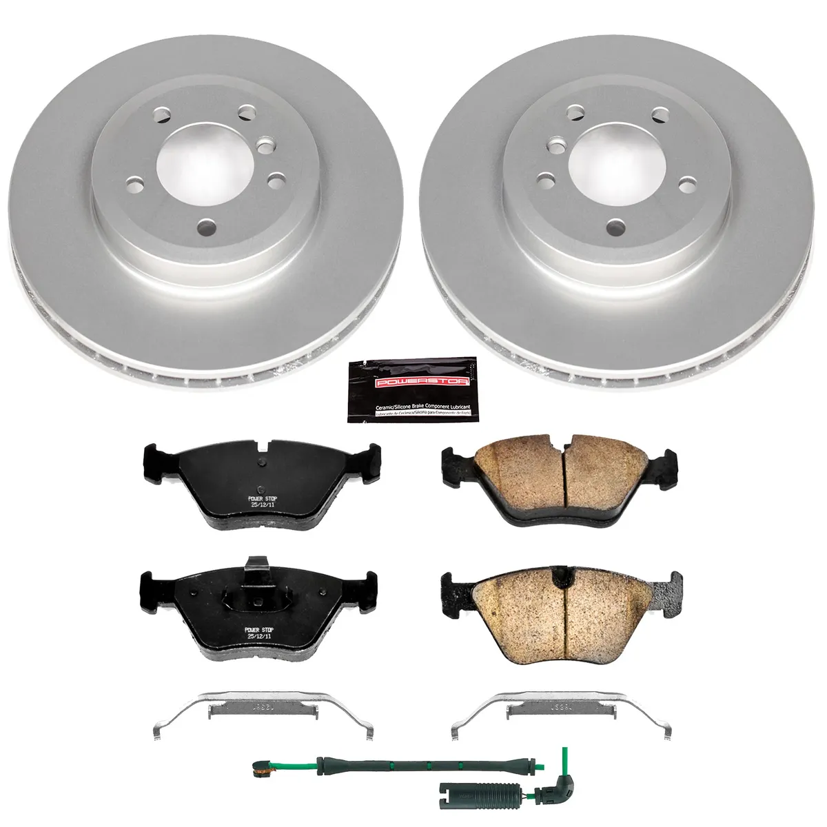 Z23 Sport Geomet Coated Rotor Kit For European Vehicles: Genuine Geomet Fully Coated Rotors; Carbon-Fiber Ceramic Pads W/Hardware; Pad Sensors product image