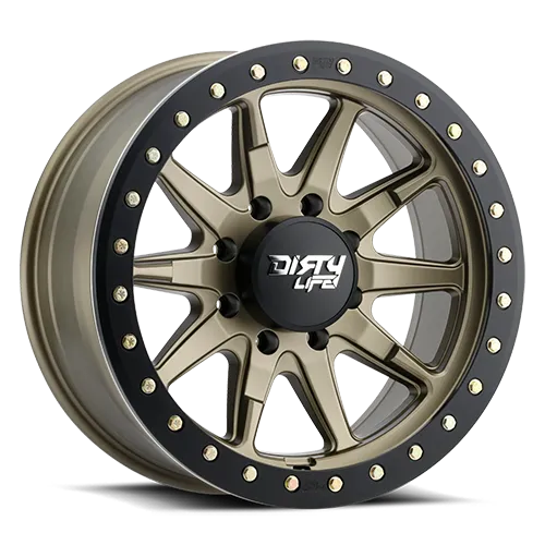 Dirty Life 9304 DT-2 Beadlock Wheel w/ Simulated Ring 17x9 5x5 12mm Offset Satin Gold product image