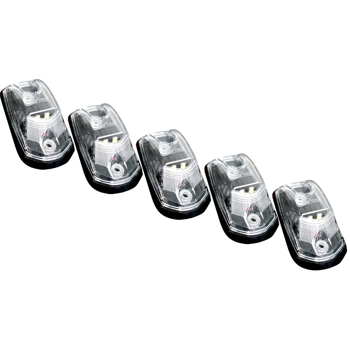 Ford 17-23 Superduty 5-Piece Set Clear Cab Roof Light Lens With 2-Way Forward Rear Facing White Ultra High-Power Leds - Attn This Cab Light Set is For a Fresh Install on a Truck That Did Not Come With OEM Cab Roof Lights no Square Hole Required - on product image