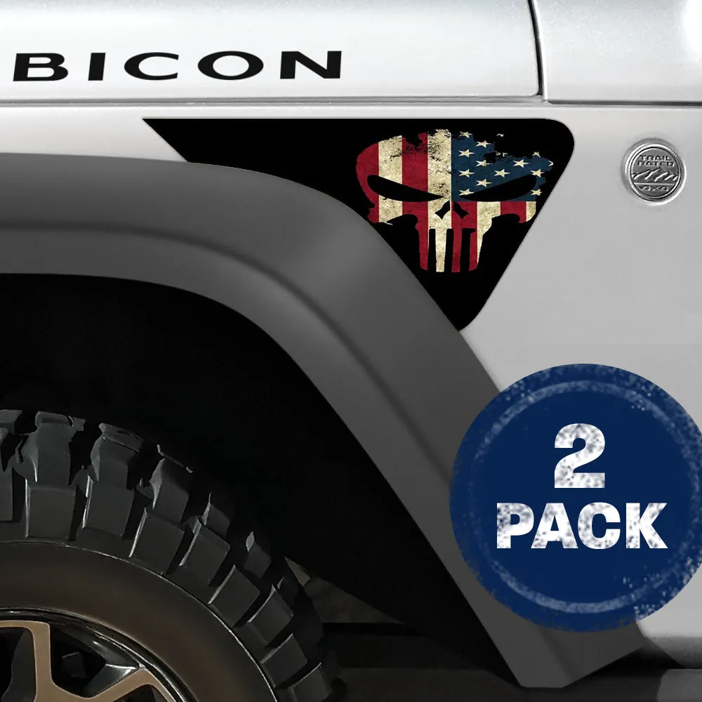 Punisher Old Glory 2pc Vinyl Fender Decal product image