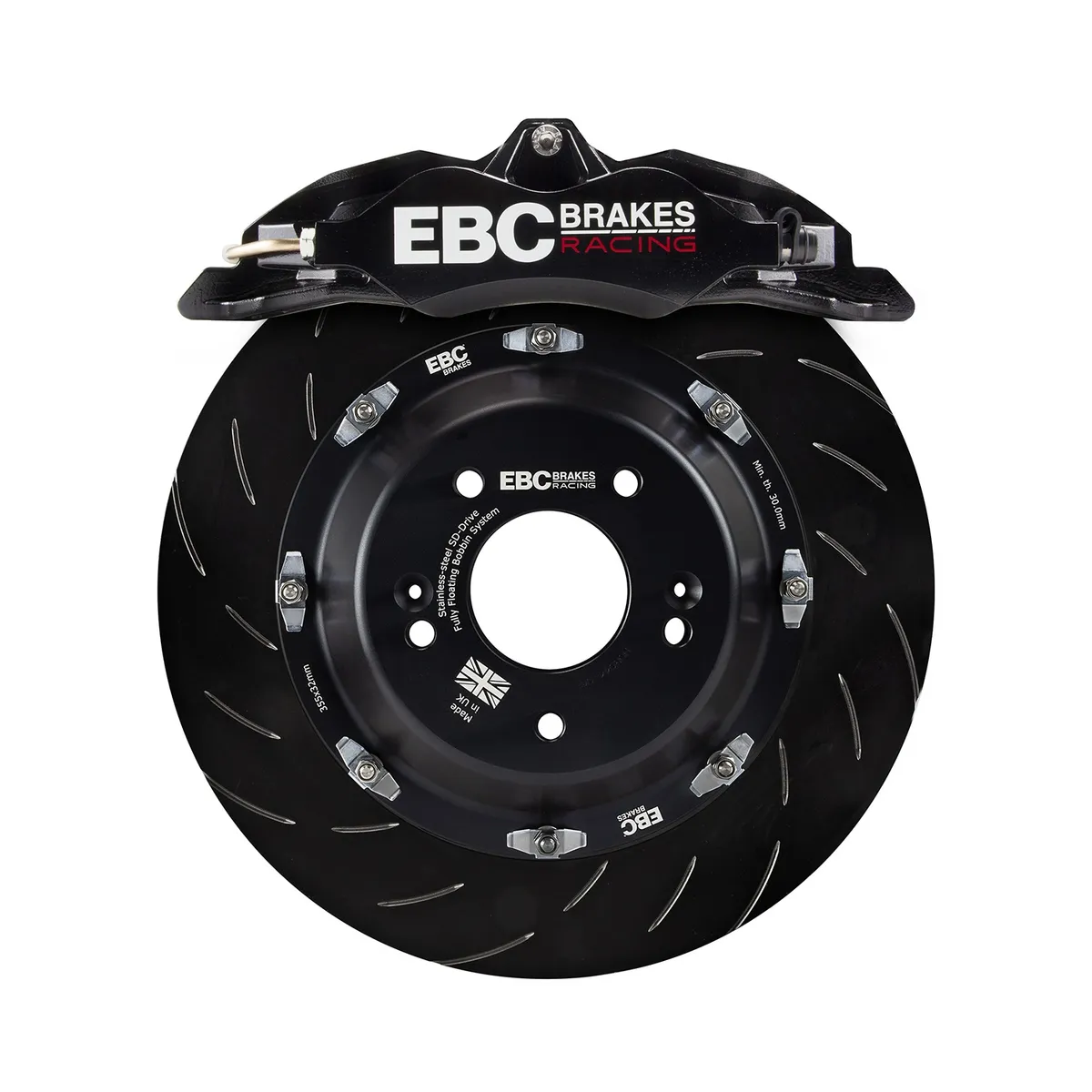 Apollo-6 Brake Caliper; Black Caliper; Front Left Trailing Axle Position; 140 Bar Max Working Pressure; Aluminum 2-pc. Bolted Body; DP002 EBC Pad Shape; product image