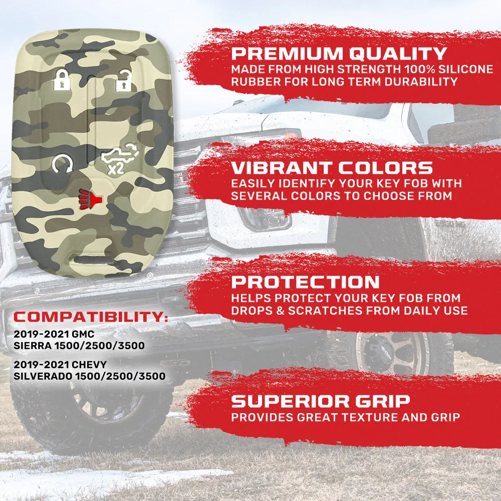 GMC & Chevy 19-21 Sierra & Silverado 1-Piece 100% Silicone Rubber Key Fob Cover - Multiple Colors product image