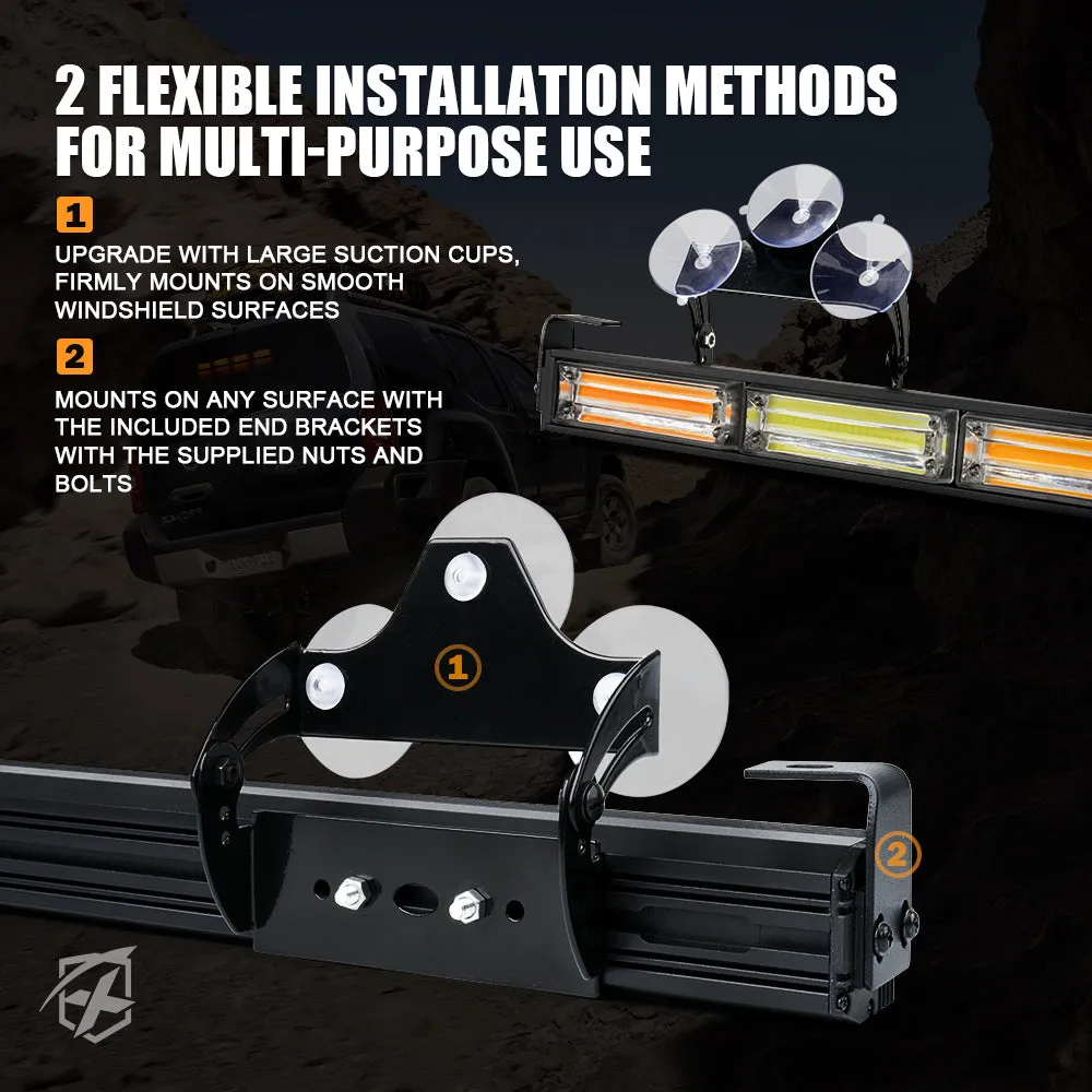 Xprite 27" G2 Vigilante Series 30W Traffic Advisor COB LED Strobe Light Bar with Suction Cup Brackets product image