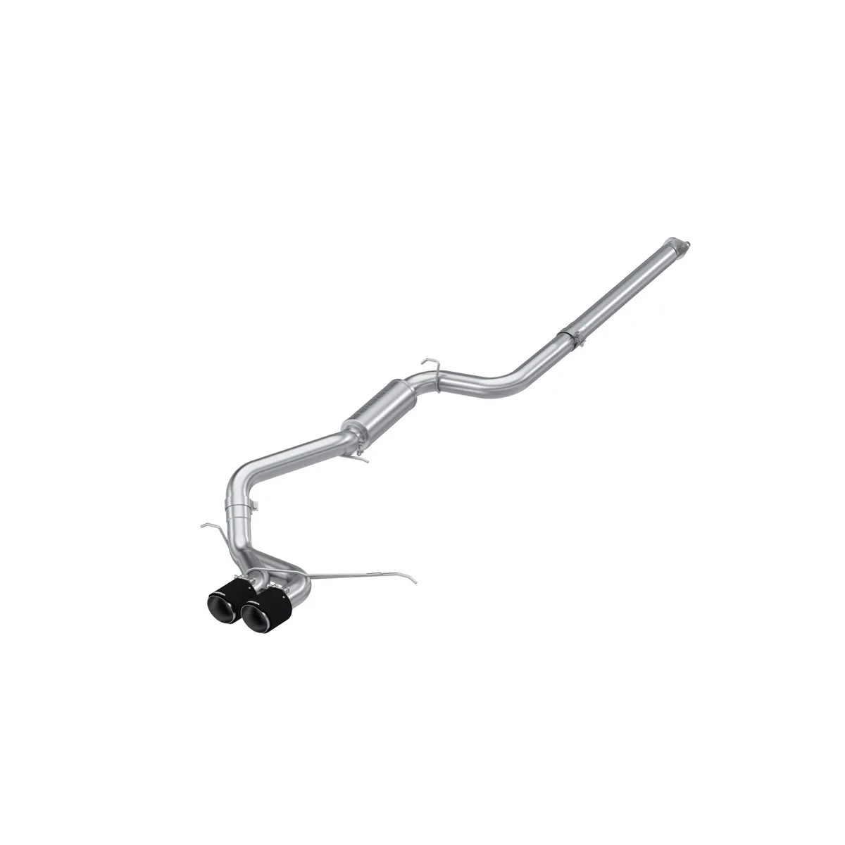 2013-2018 Ford Focus ST 2.0L EcoBoost T304 Stainless Steel 3 Inch Cat-Back Dual Center Outlet with Carbon Fiber Tips Race Profile MBRP product image