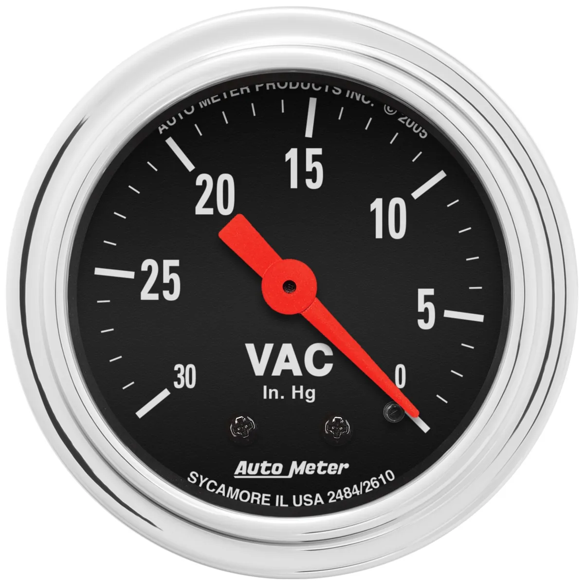 Gauge, Vacuum, 2 1/16", 30inHg, Mechanical, Traditional Chrome product image