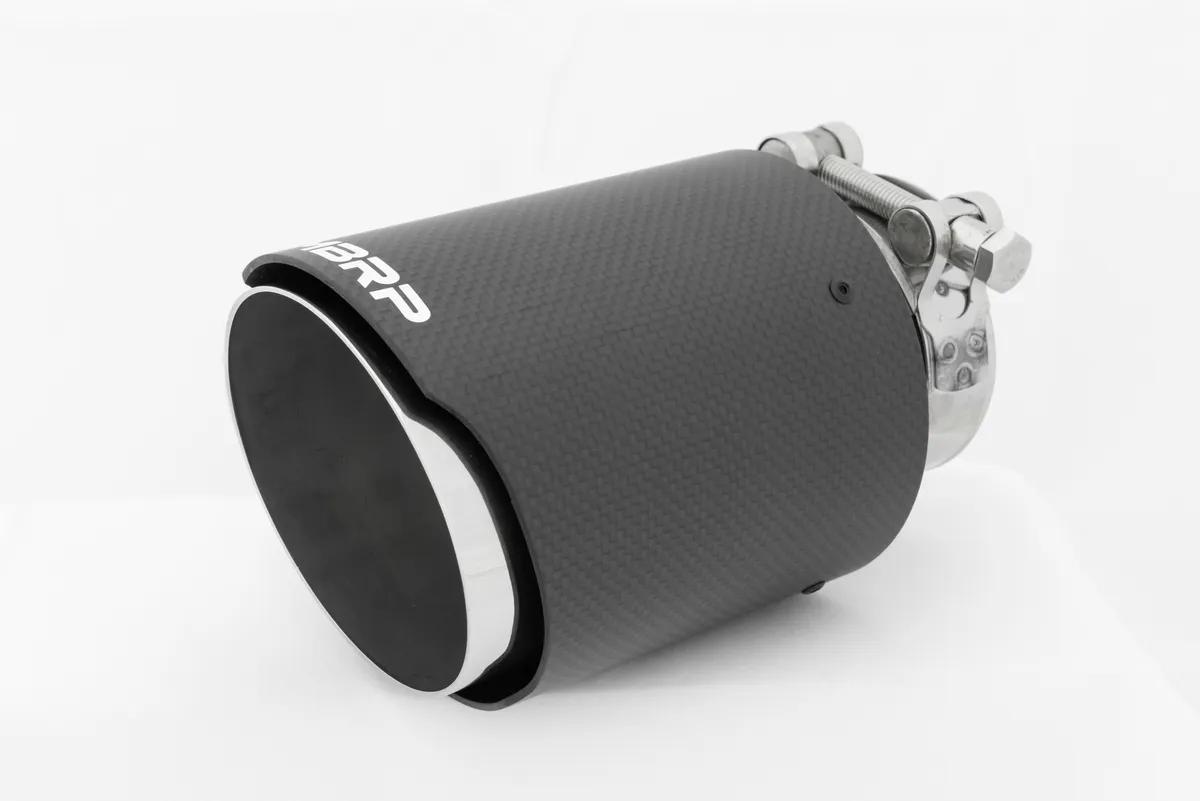 Carbon Fiber Exhaust Tip; 2.5 in. Inlet Diameter; 4 in. Outlet Diameter; Dual Wall Angle Cut; 6.5 in. Length; Carbon Fiber; product image