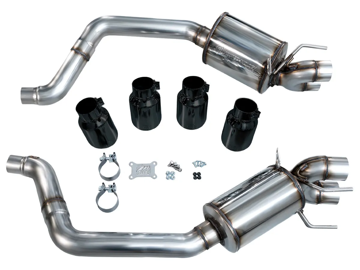 AWE Touring Edition Axleback Exhaust for C6 Chevrolet Corvette 6.0L (2005-2007) and 6.2L (2008) - Diamond Black Tips 3015-43660 product image
