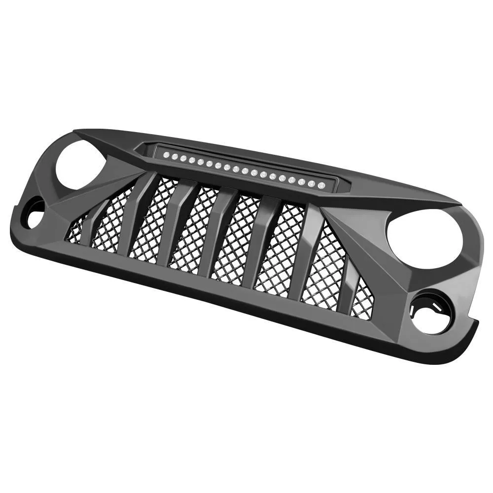 Gladiator Grille W/ LED Off-Road Lights - Matte Black For 07-18 Jeep Wrangler JK product image