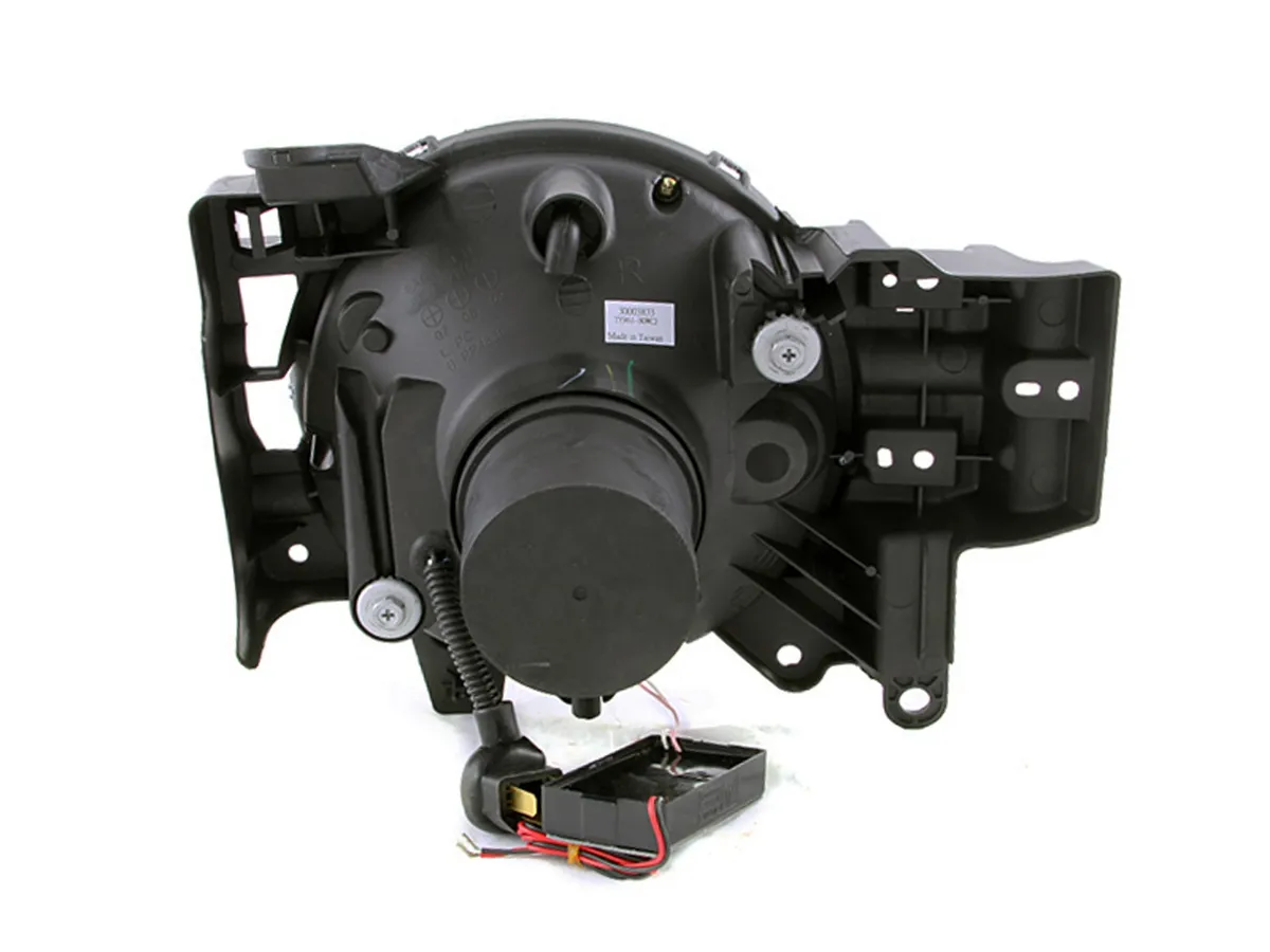 Projector Headlight Set w/Halo; Clear Lens; Black Housing; RX Halo; w/LED Parking/Projector/Halo; Pair; product image