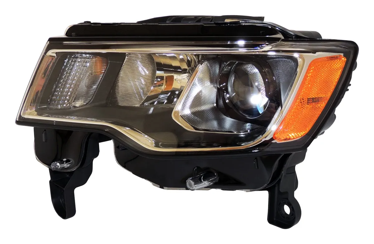 Crown Automotive Jeep Replacement Headlight for 2017-2019 WK Grand Cherokee w Halogen Headlights w Chrome Bezels Left Headlight Assembly and bulbs