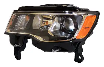 Crown Automotive Jeep Replacement Headlight for 2017-2019 WK Grand Cherokee w Halogen Headlights w Chrome Bezels Left Headlight Assembly and bulbs