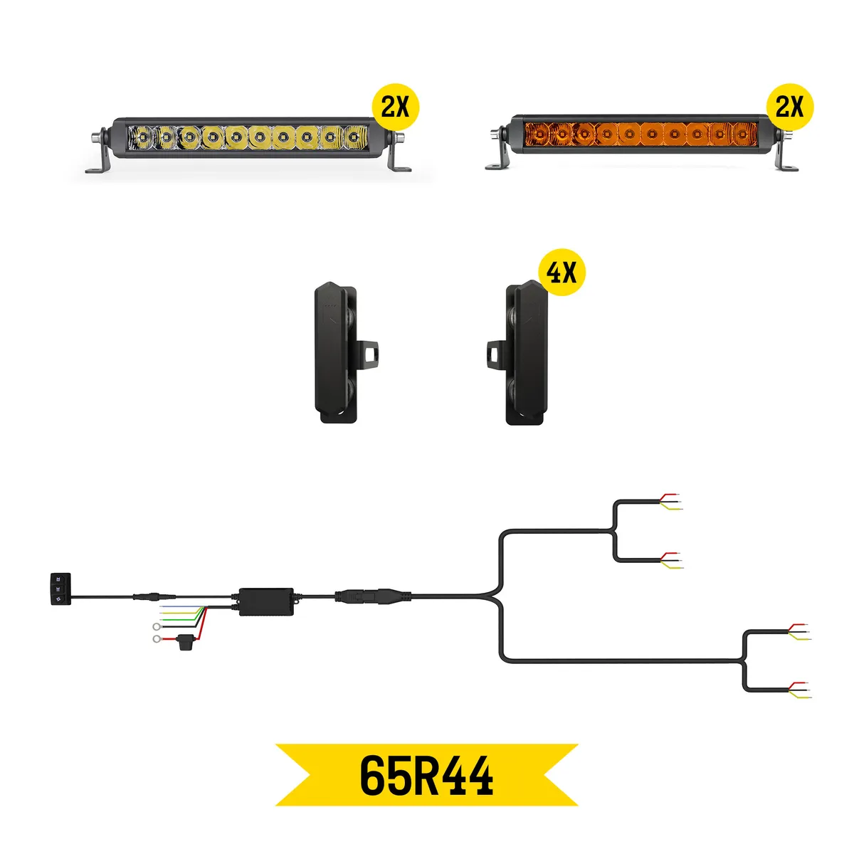 ARC Lighting Honeycomb Style Grille Kit (4 Light Bars/Harness/Brackets) Black