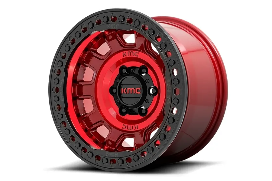 KMC Wheels KMC Wheels KM236 Tank Series Beadlock Wheel 17x9 5x5 15mm Offset Candy Red - JT/JL/JK