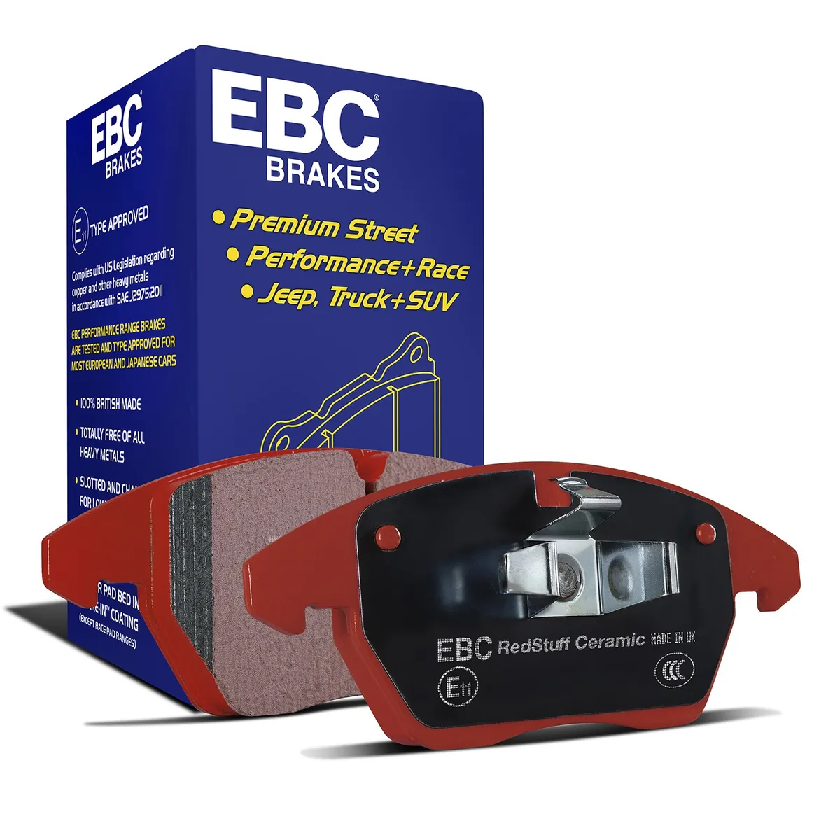 EBC Brake Pad Disc Rotor Kit; Set Of Redstuff 3000 Series Brake Pads/Pair Of 2-Piece Fully-Floating Brake Rotors; product image