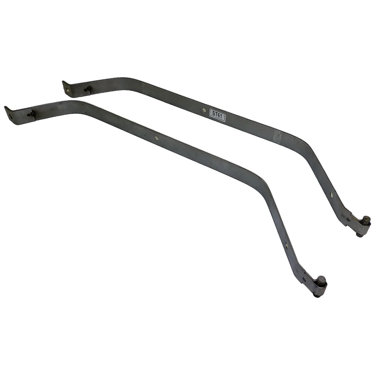 Fuel Tank Strap Set; Center; Incl. 2 Straps; Silver; Steel; product image