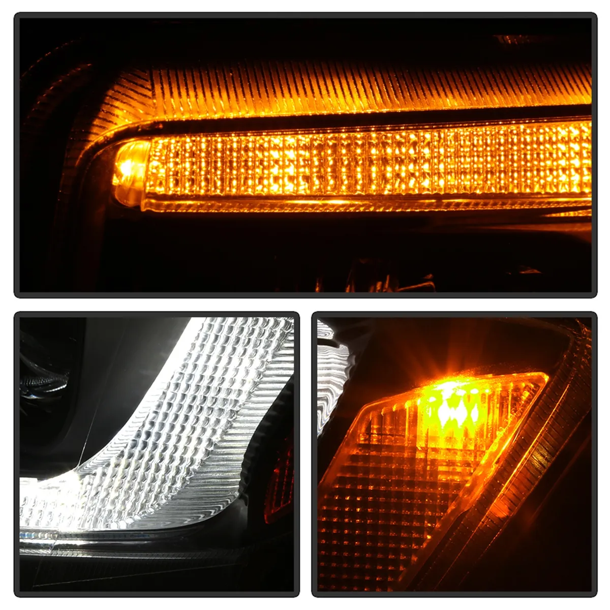 ( Spyder Signature ) Jeep Grand Cherokee 11-13 Xenon/HID Model Only ( Not Compatible With Halogen Model ) Light Bar Projector Headlights - Black - Low Beam-D1S(Not Included) ; High Beam-H1(Included) ; Signal-LED product image